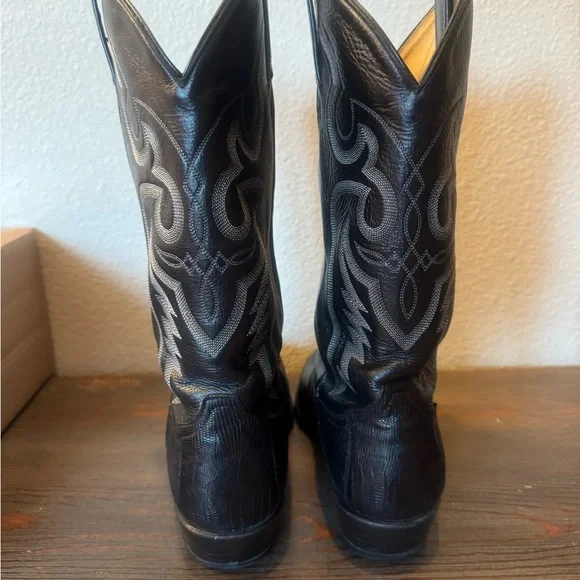 Tony Lama Mens 8539 Black Exotic Teju Lizard Western Cowboy Boots Size 10.5 EE - Picture 3 of 7